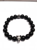 BRACELET ONYX MAT TETE DE LOUP